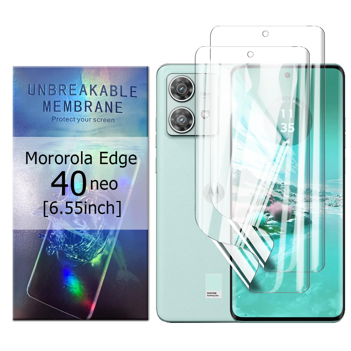 Glcrrpu 2 Pack Screen Protector for Motorola Edge 40 neo[6.55inch] High Sensitive Hydrogel TPU Film HD Clear Flexible,Self-Healing[Not Tempered Glass]