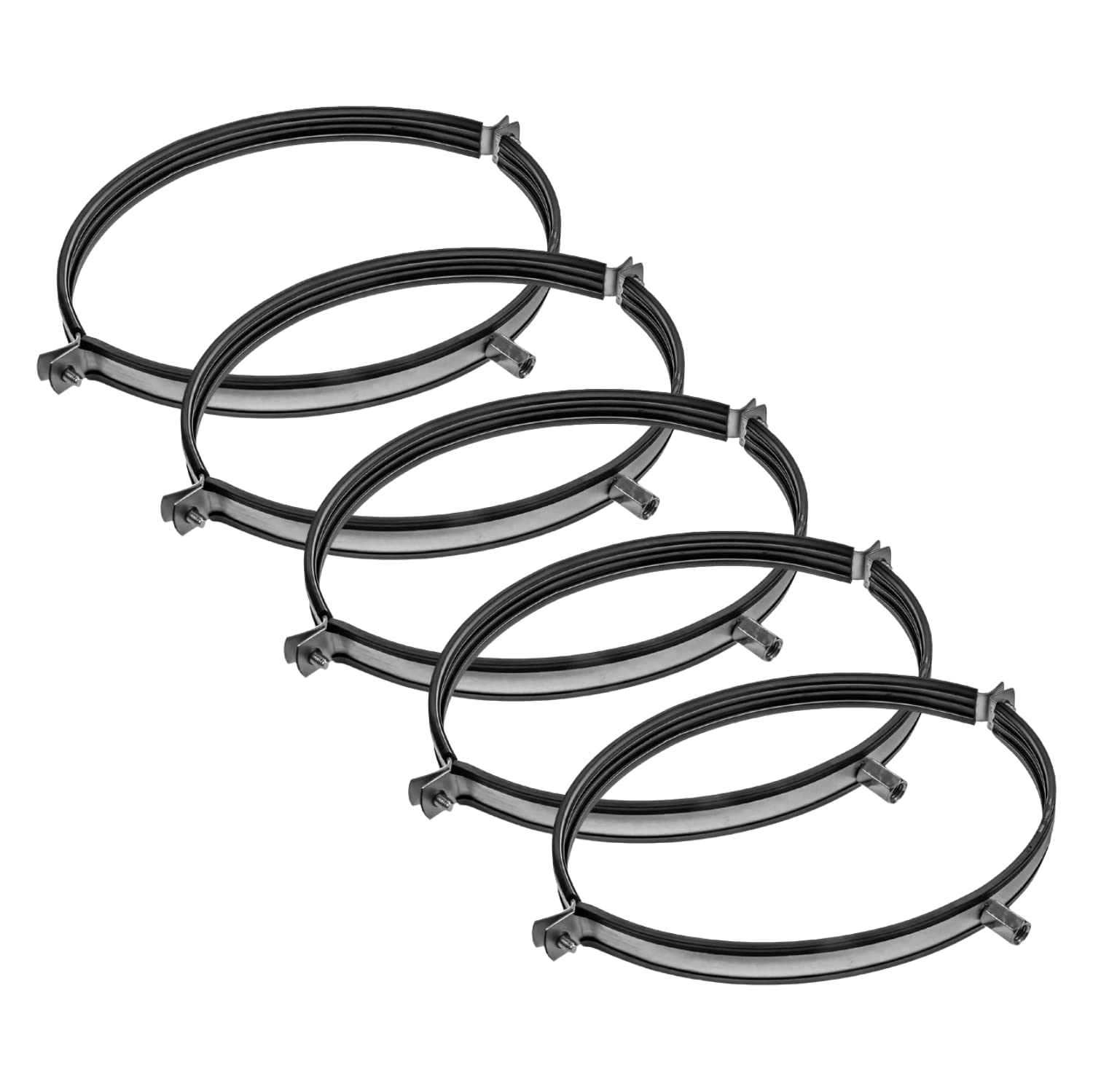 Photo 1 of Vent Systems 10" Inch Pack of 5 - Pipe Clamp with Rubber Gasket - Galvanized Steel Clamp - Pipe Hanger for Vent Duct Connection to the Wall or Ceiling - Mounting Bracket Clamp for 10" Ducting