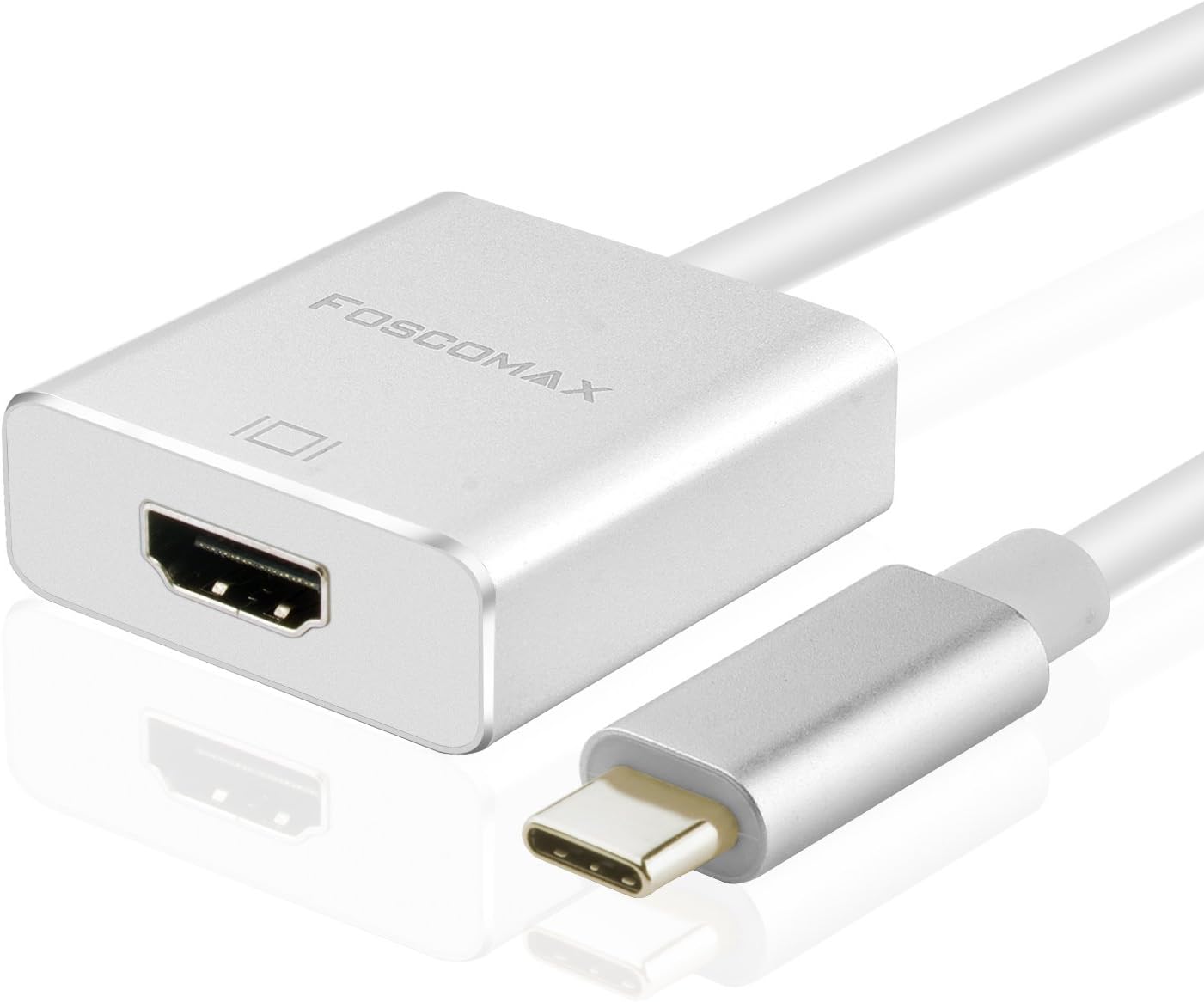 Foscomax USB C to HDMI 4K Adapter USB Type C to HDMI Digital Adapter with Aluminum Case for Samsung Galaxy S8/S8 Plus, Macbook, Chromebook Pixel and more USB C Devices