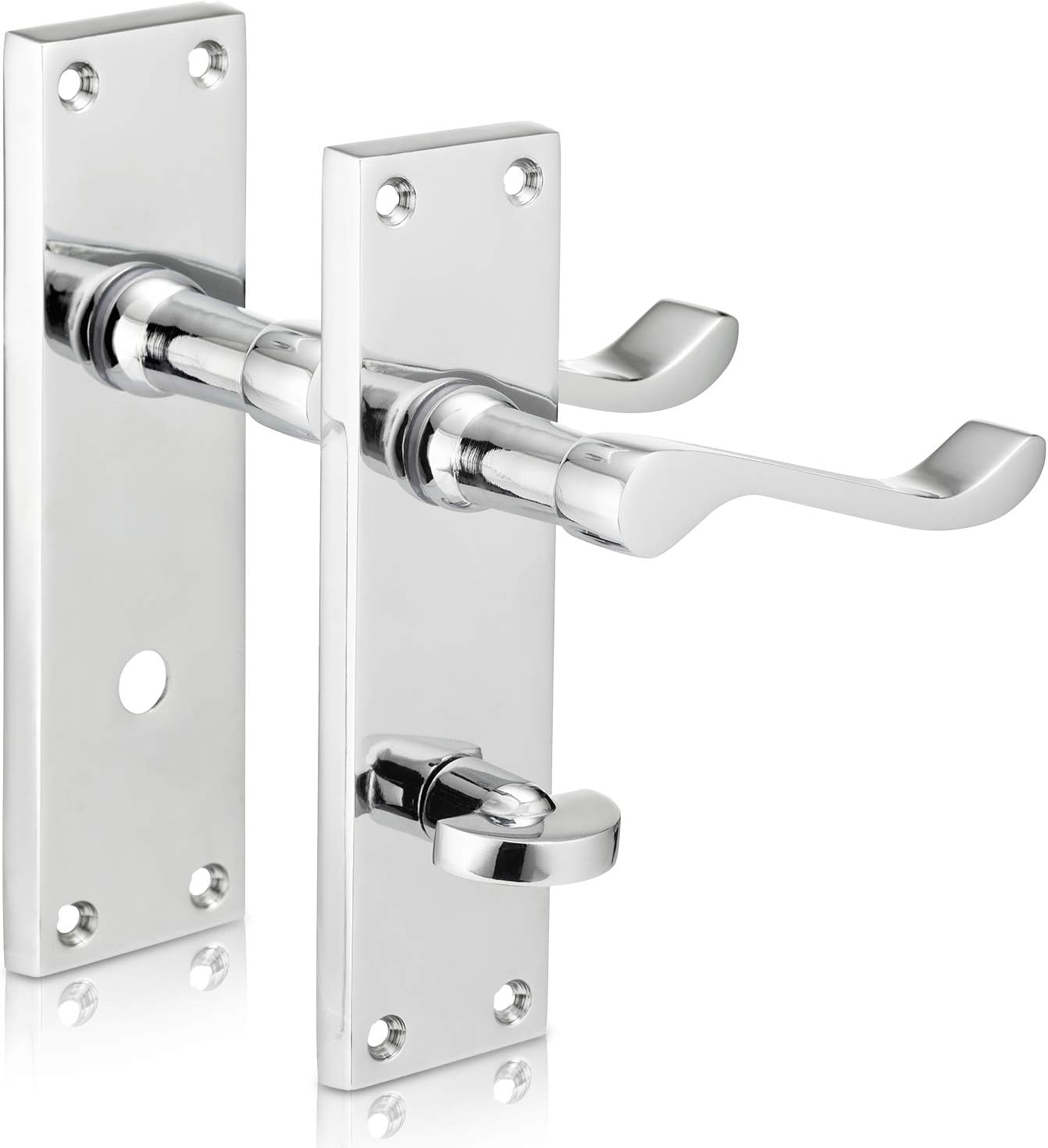 XFORT® Scroll Bathroom Polished Chrome Door Handles, Elegant Door Handle Set, Victorian Curved Handle Design