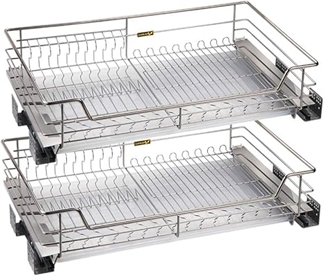 Organizador De Gabinete Deslizante, Acero Inoxidable, 2 Niveles