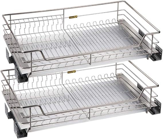 Organizador De Gabinete Deslizante, Acero Inoxidable, 2 Niveles