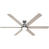 Hunter 72 inch WiFi Gravity Matte Silver Ceiling Fan with LED Light Kit and Handheld Remote