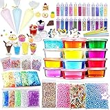 Slime Kit - Slime Supplies Slime Making Kit for Girls Boys, Kids Art Craft, Crystal Clear Slime, Glitter, Unicorn Slime Charms, Fruit Slices, Fishbowl Beads Girls Toys Gifts for Kids Age 6+ Year Old