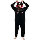 UiopSo Unisex Adult Onesie Pajamas,Flannel Hooded Sleepwear Halloween Costumes Animal Cosplay Homewear