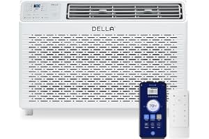 DELLA 10000 BTU Energy Saving Window Air Conditioner, Work with Alexa, Cools Up to 450 Sq. Ft, GEO Location, AC Unit with WIFI Smart Controls, Remote, Dehumidifier, Fan, Reusable Filter, Easy Install