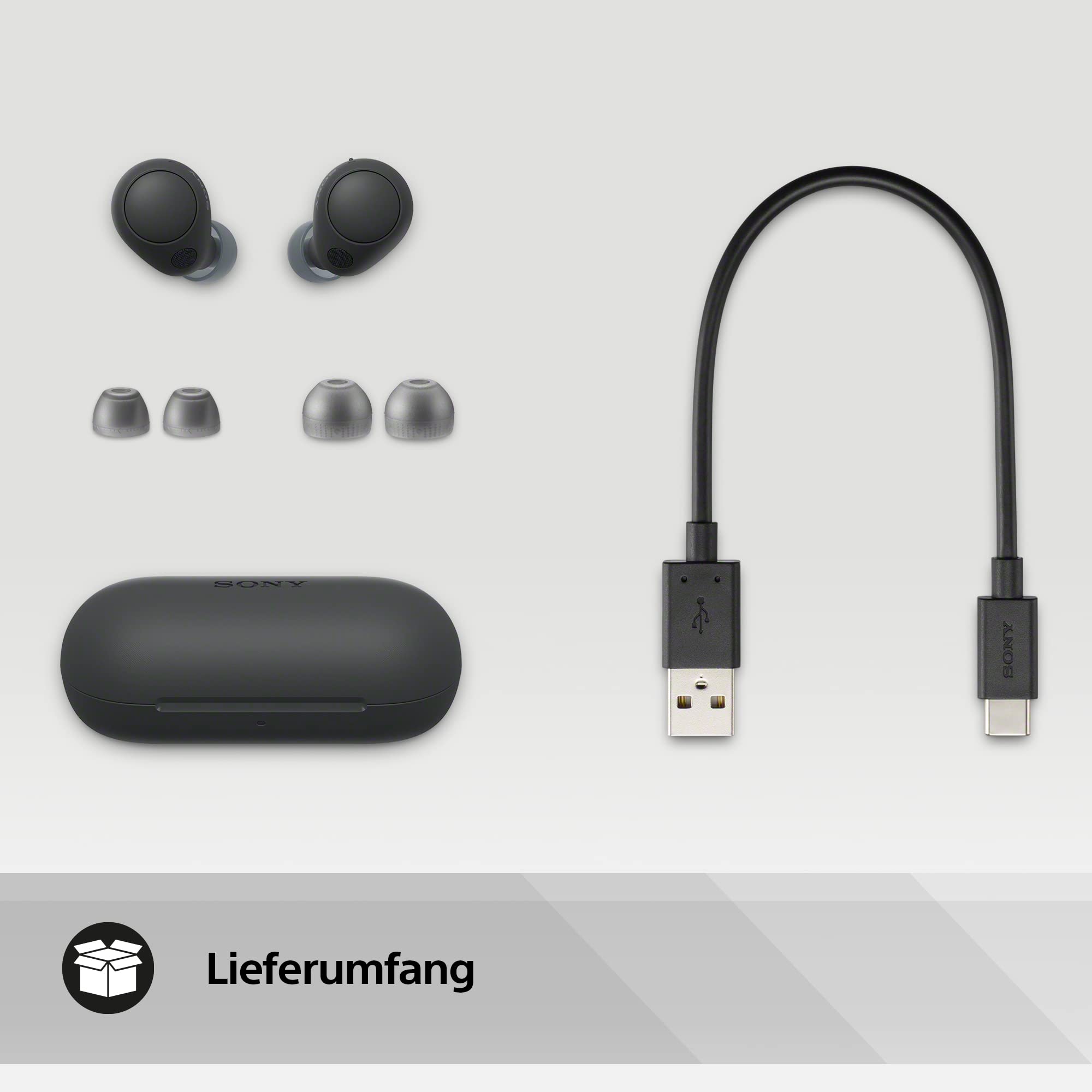 Sony WF-C700N kabellos, Bluetooth, Noise Cancelling Kopfhörer (kleine, leichte Kopfhörer mit Bluetooth Multipoint Connection, IPX4, bis zu 20h Akkulaufzeit, Schnellladung, iOS & Android) Schwarz 4