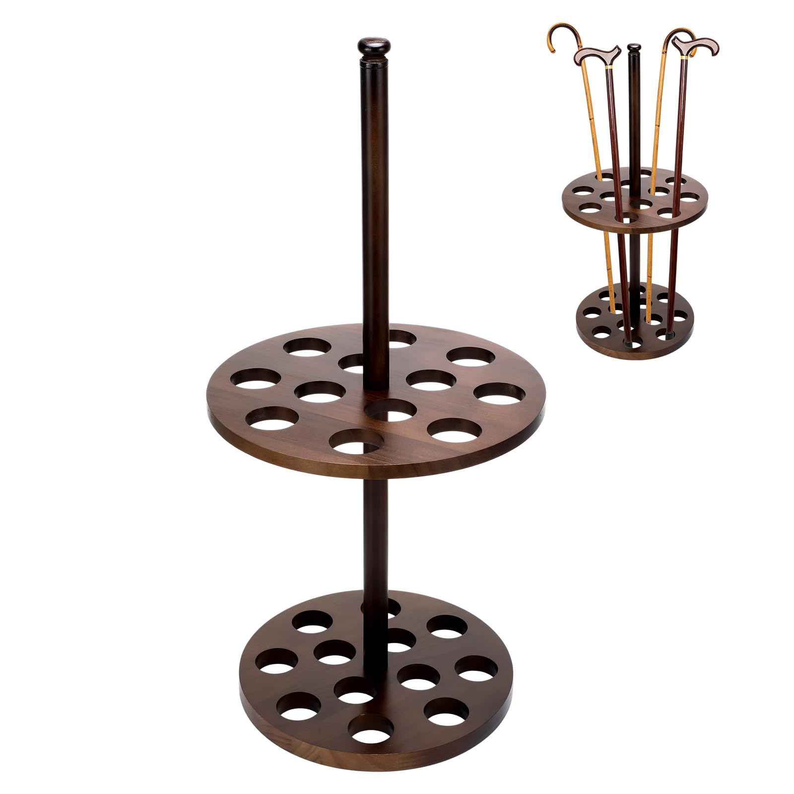 Photo 1 of Colingmill Walking Cane Holder Stand Wood Walking Stick Display Stand 12 Slot Cane Rack Display Stands Double Layer for Entryway