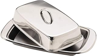 KitchenCraft Butterschale aus Edelstahl mit Deckel, 19,5 x 10 x 8 cm