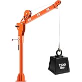 VEVOR Truck Crane, 1100 lbs Manual Pickup Truck Crane with Hand Winch, 360&deg; Rotating Telescopic Boom, Premium Galvanized Steel, Foldable Pickup Bed Jib for Machine Lumber Attic Heavy Load Lifting