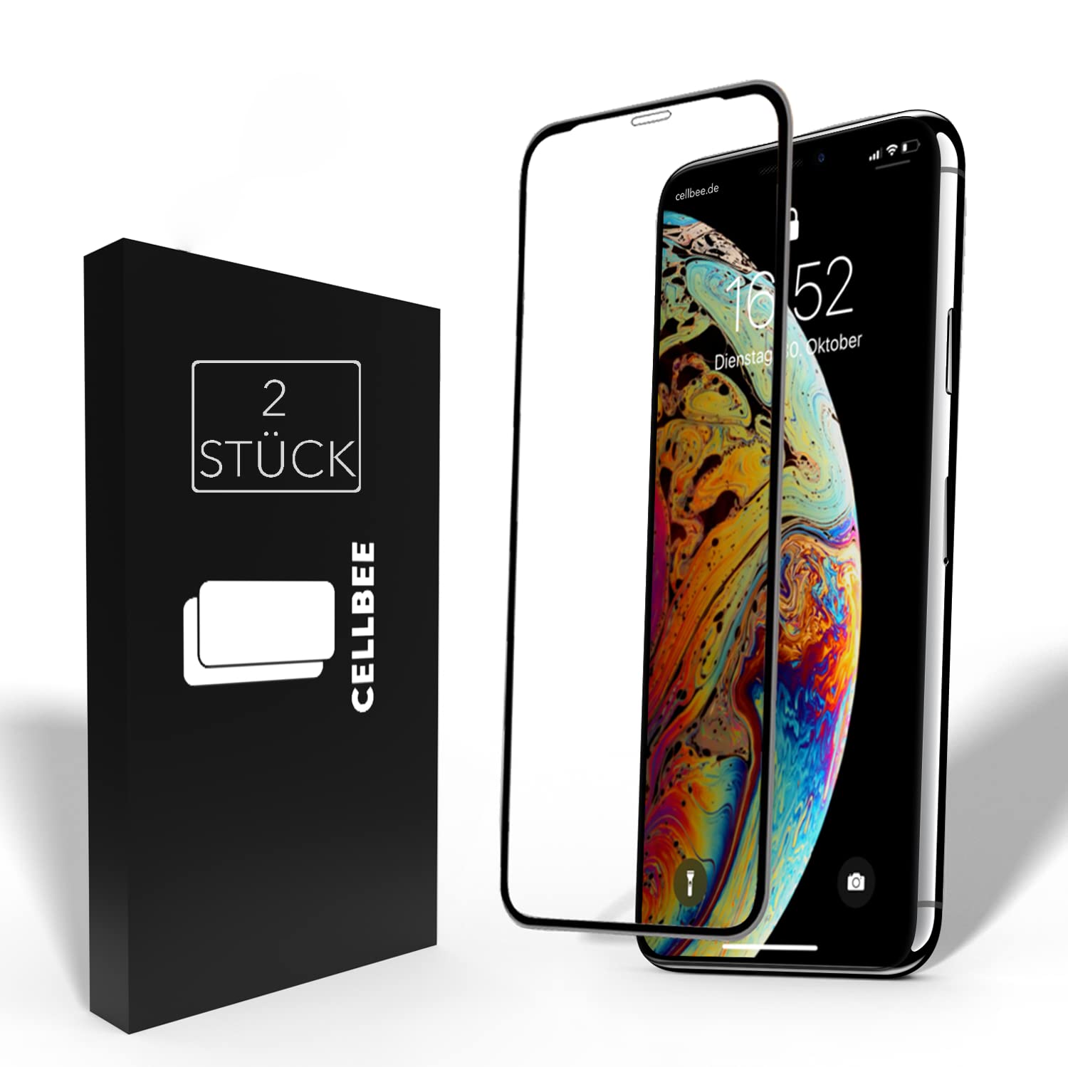 Cellbee Unbreakable iPhone Tempered Glass Suitable for Apple Tempered Glass Film, Dust-, Pack of 2 Premium Screen Protectors, Full Cover Screen Protector, Unbreakable, Black, The Unbreakable