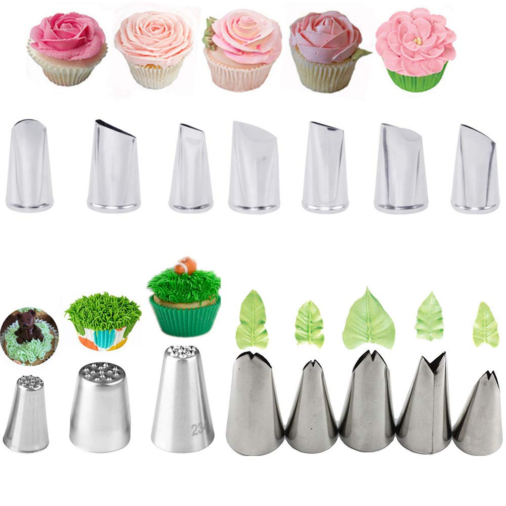 Cake Decorating Tips, Stainless Steel Icing Piping Nozzles for Cake Decorating Pastry Fondant Tools (Mixed)