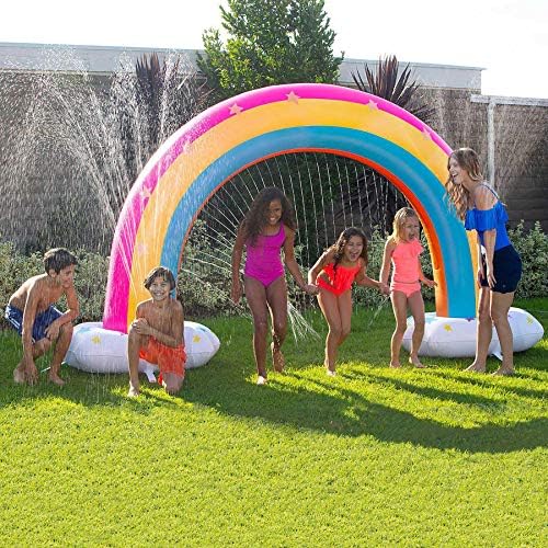 Inflatable Magical Rainbow Yard Summer Sprinkler! Height Over 6 Feet Tall! Designed with Soft and Durable Material! Exciting Outdoor Play for Kids Ages 6 and Up! Perfect for Summer Fun!