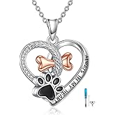 YFN Paw Urn Necklace Sterling Silver Dog Cat Paw Ashes Pendant Pet Cremation Memorial Jewelry Paw Print Gift for Women