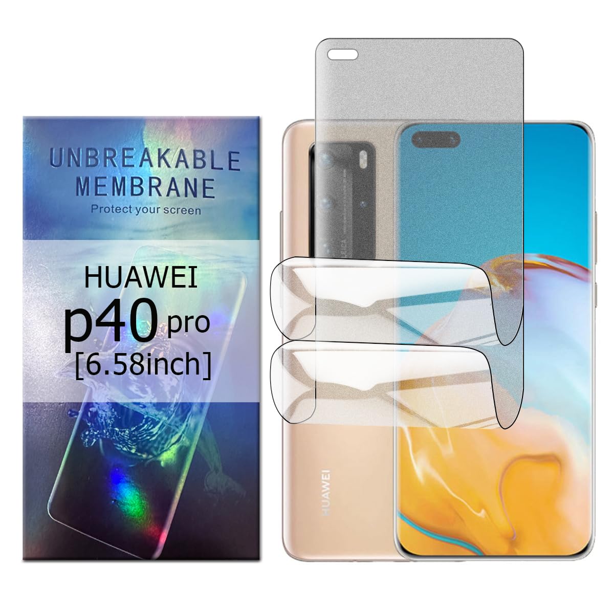 Glcrrpu 2 Pack Matte Screen Protector for HUAWEI P40 Pro[6.58"] Matt High Sensitive Hydrogel TPU Film Anti-fingerprint Clear Flexible,Self-Healing[Not Tempered Glass]