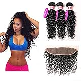 Brazilian Water Wave Bundles With Frontal Ear To Ear 13x4 Lace Frontal With Bundles Unprocessed Human Hair Bundles With Closure(22 24 26+20lace frontal, Natural Color)
