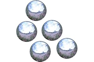 FOLYTIY Stainless Steel Gazing Ball for Homes and Gardens Ornament, Hollow Ball Mirror Polished Shiny Sphere, Pack of 5 (2 Inch)
