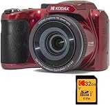 KODAK Pixpro Astro Zoom AZ255 16MP 25X 1080p 24mm 3 LCD Red with 32GB SD