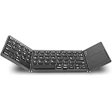 Folding Bluetooth Keyboard, Jelly Comb Rechargeable Portable BT Wireless Foldable Mini Keyboard with Touchpad for Tablet Samsung or Other Cell Phones (Dark Gray)