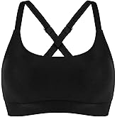 Women’s Supportive Scoop Neck Sporty Swimsuit Cross Spaghetti Strap Bathing Suit Bikini Top