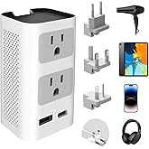 Mapambo 220V to 110V Voltage Converter US to Europe Power Converter European Travel Converter for Hair Dryer, Power Converter Adapter Combo with 1 Type C 1 USB A