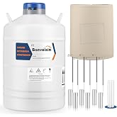 Bonvoisin 20L Liquid Nitrogen Container, LN2 Tank Cryogenic Dewar, Aluminum Alloy Semen Tank with 6 Canisters Carry Bag