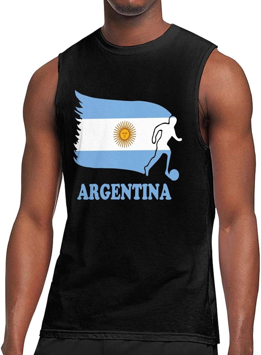 Amazon.com: Men's Argentina Football Soccer Flag Sleeveless T-Shirt Top Cotton Running 
