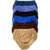 Littledream Lot of 6 Vintage Plus Size 3XL Sheer Transparent Silk Nylon Panties Dark Color Men Womens Full Cut Briefs Knicker Underwear Hips 44""-54"" High Waist Granny Brief Mushroom Gusset