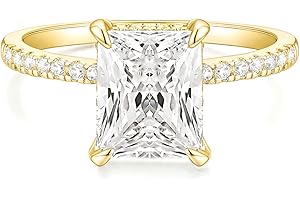TIGRADE 4CT Engagement Ring for Women Radiant Cut Cubic Zirconia Wedding Band CZ Promise Anniversary Ring Size 3-13