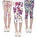 Gellwhu 3-Pack Girls Capris Leggings Toddler Cropped Tights Pants Flower Printed