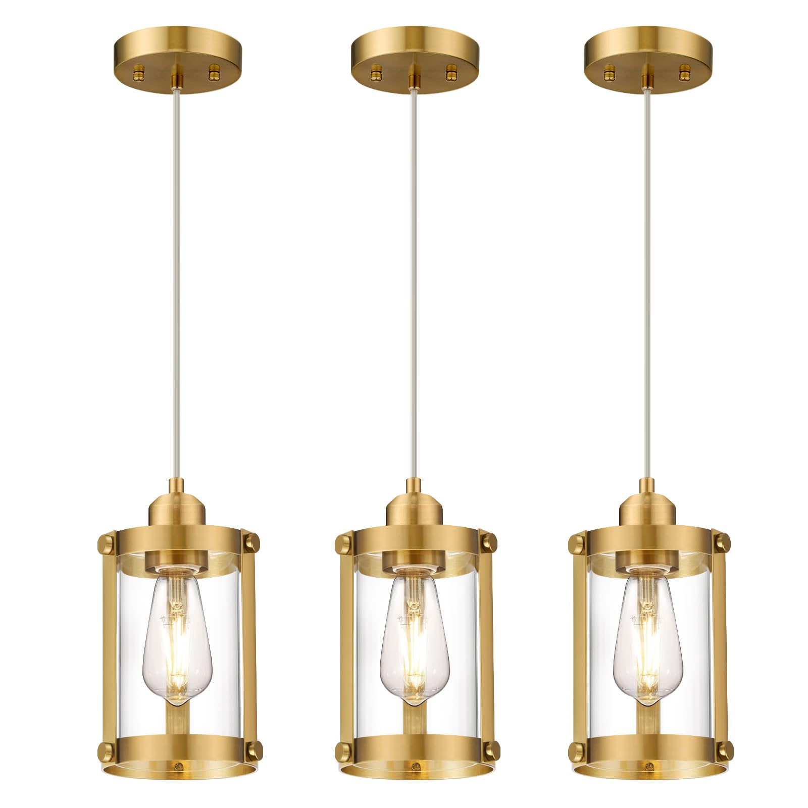 Osimir Brushed Gold Pendant Lights Kitchen Island 3