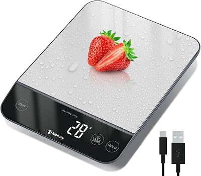 Etekcity 10kg Digital Kitchen Scale Waterproof USB-C Rechargeable LED Display