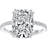 Effinny 4.0ct Elongated Cushion Cut Engagement Ring for Women,S925 Sterling Silver Crushed Ice Cubic Zirconia Promise Ring
