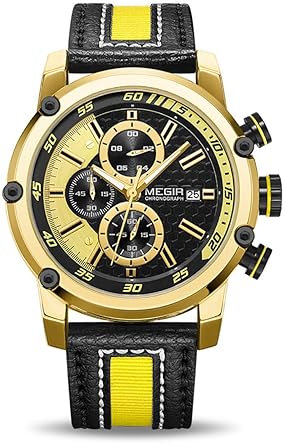 Sports Classy Gold & Yellow Luxury Chronograph Mens Watch
