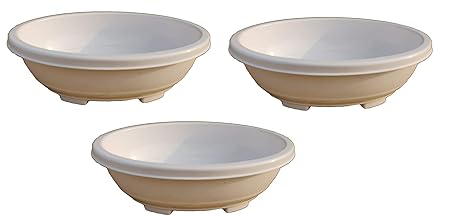 TRUPHE Plastic Oval Bonsai Pots, White, 12 Inch, 3 Pieces