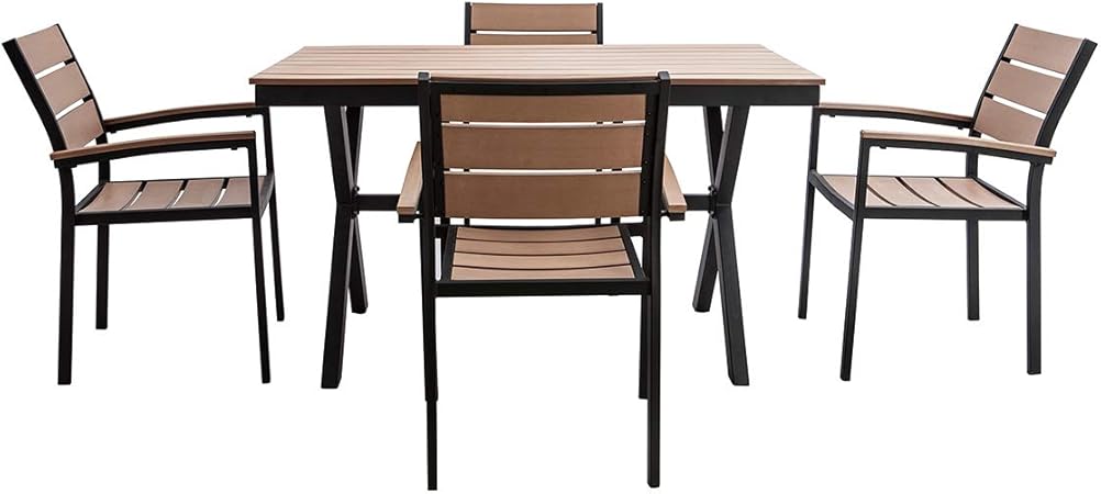 Miliboo Salon De Jardin Avec Table Et 4 Chaises Noir Et Bois