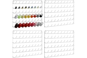 YBING Thread Holder Organizer Wall 54-Spool Sewing Thread Rack 4 Pack Embroidery Spool Holder Organizer Wall Mounted with Hanging Tools White