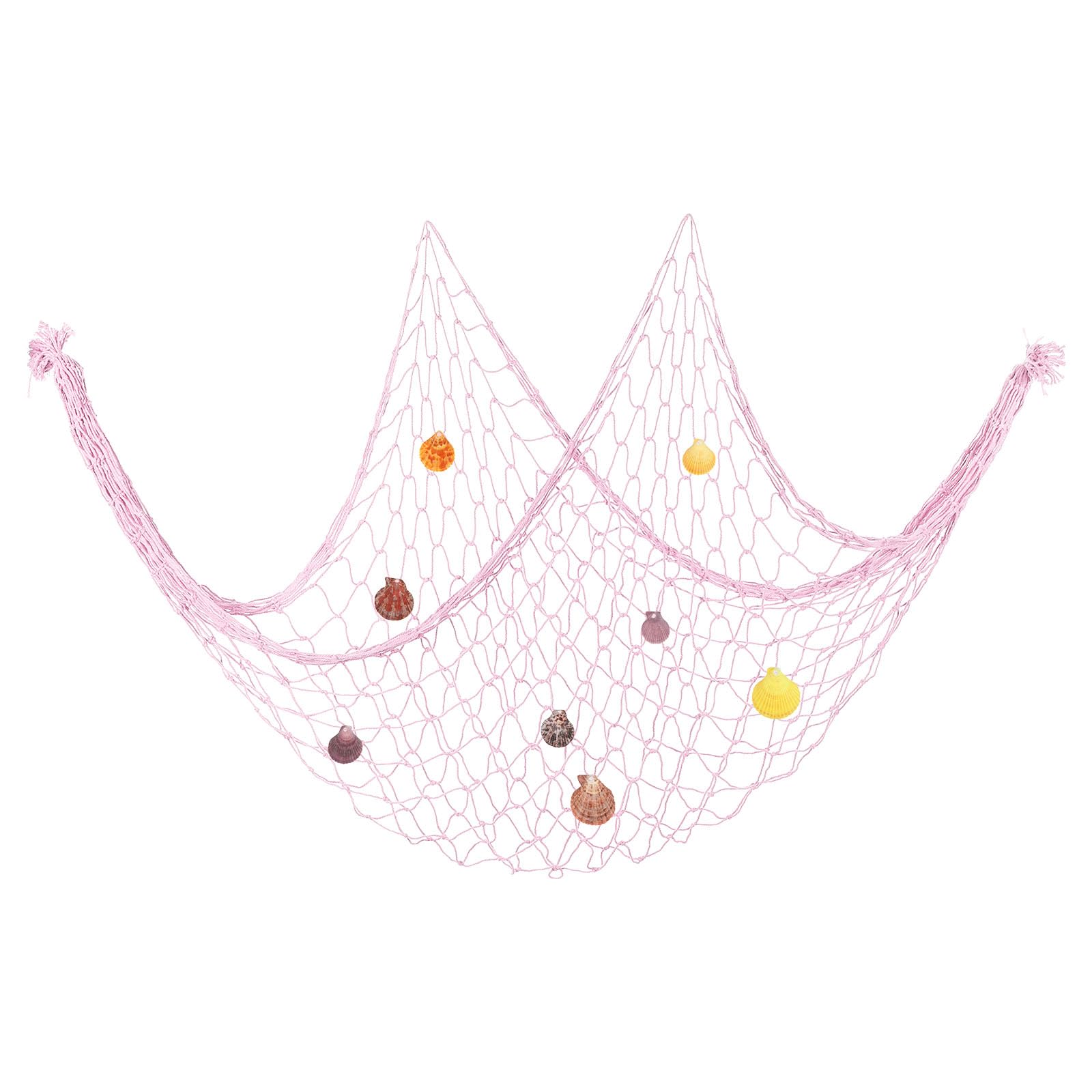 PATIKIL Fishing Net Decor, 80" x 60" Mediterranean Style Photographing Decoration Natural Fish Net Party Accessory with Sea Shells for Home Bedroom, Light Pink