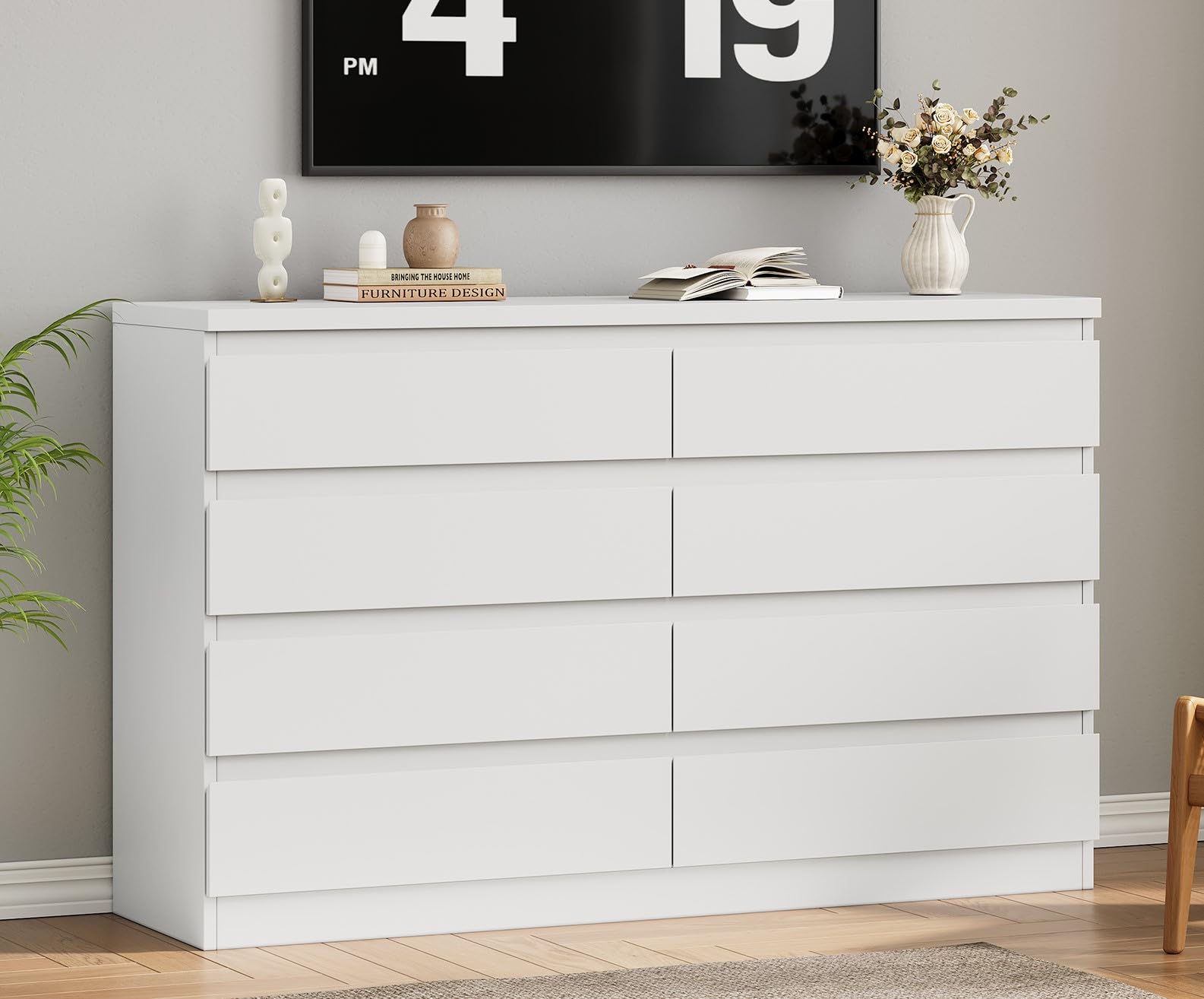 Photo 1 of *Dirty* Jocoevol Modern 8 Drawer Dresser White Dresser for Bedroom, Simply Chest of Drawers, Wood Storage Dresser with Deep Drawers for Living Room Hallway Entryway, White
