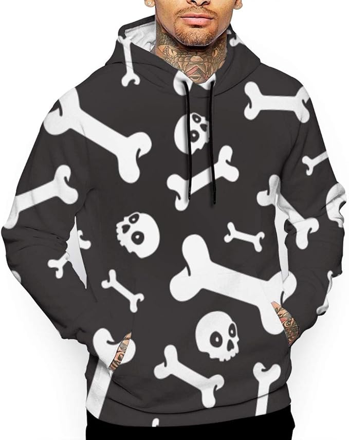 Lelagg Skull Bone Mens Hoodies Pullover Athletic Casual Hooded Sweatshirts White at Amazon Menâs 