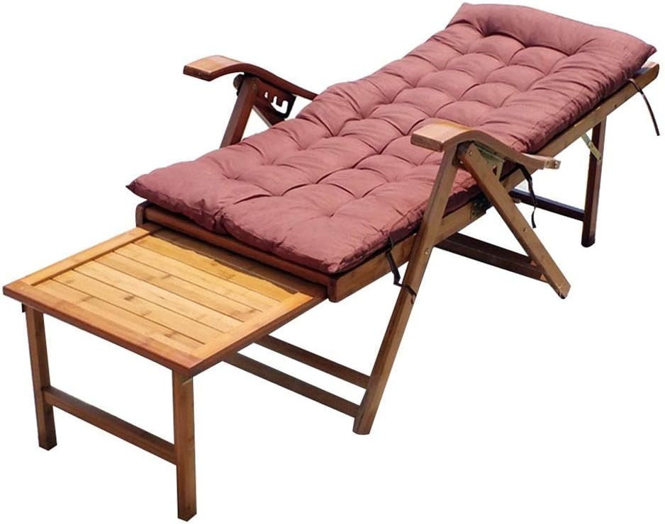 YZjk Rocking Lounger Bamboo Sun Lounger Adjustable Folding Recliner for Garden/Patio/Balcony, Wooden Outdoor Sunbed Reclining Chair with Footstool and Mattress