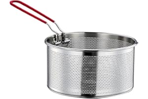 SiaBiced Deep Noodle Strainer, Food Strainer, Pasta Strainer for Dumplings, for Draining in Restaurants, Kitchens and Frying 