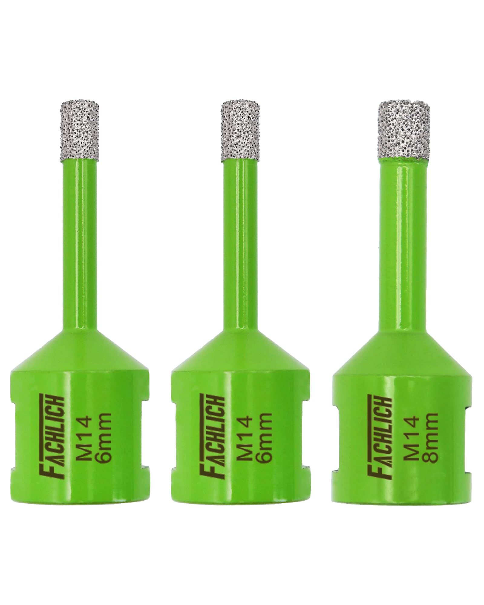 FACHLICH Diamond Drill Core Bits Set 6/6/8mm Tile Hole Saw Kit Vacuum Brazed M14 Connection for Tile Porcelain Granite Marble
