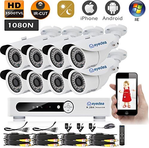 Eyedea 8CH 3500TVL 1080N Remote Mobile Phone View Standalone Network HDMI DVR 960P Bullet Video Surveillance Waterproof Outdoor CMOS Infra Red LED Night Vision Home CCTV Security Camera System
