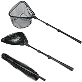 RESTCLOUD Fishing Landing Net with Telescoping Pole Handle, Fishing net Freshwater for Kids Men Women, Extend to 40-63 Inches