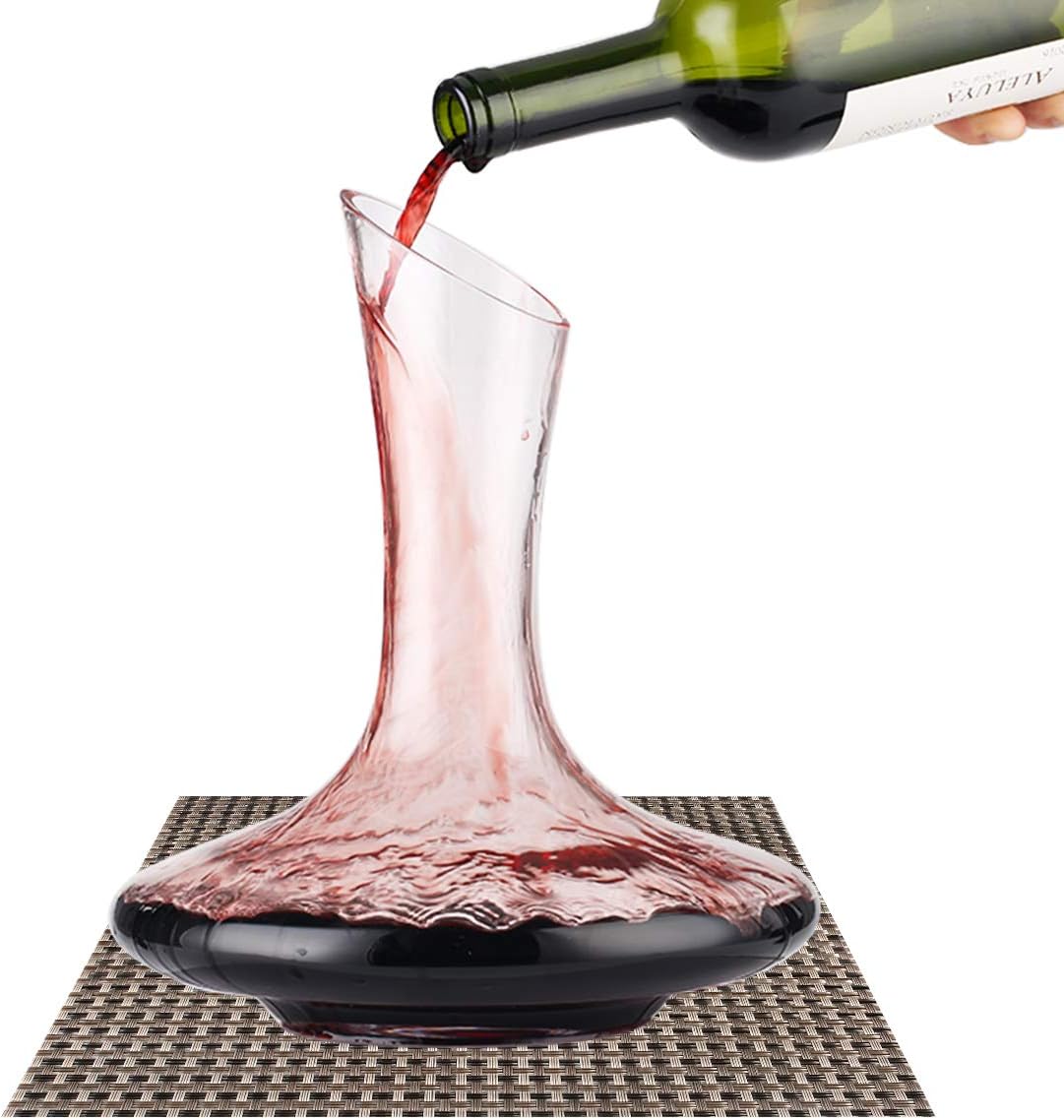 Carafe à Décanter YouYah 1200ml - Cristal Soufflé Main Avec Perles Nettoyage