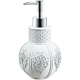 Creative Scents Vintage White Hand Soap Dispenser for Bathroom - Decorative antiquated Lotion Dispenser with Durable Pump, Elegant French Fleur de lis Style Liquid Soap Dispenser for Bathroom Decor