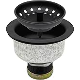 ZM Kitchen Sink Stainless Steel Deep Locking Basket Strainer with Drain Assembly,Black, 3-1/2 Inch Sink Drain Stopper Plug