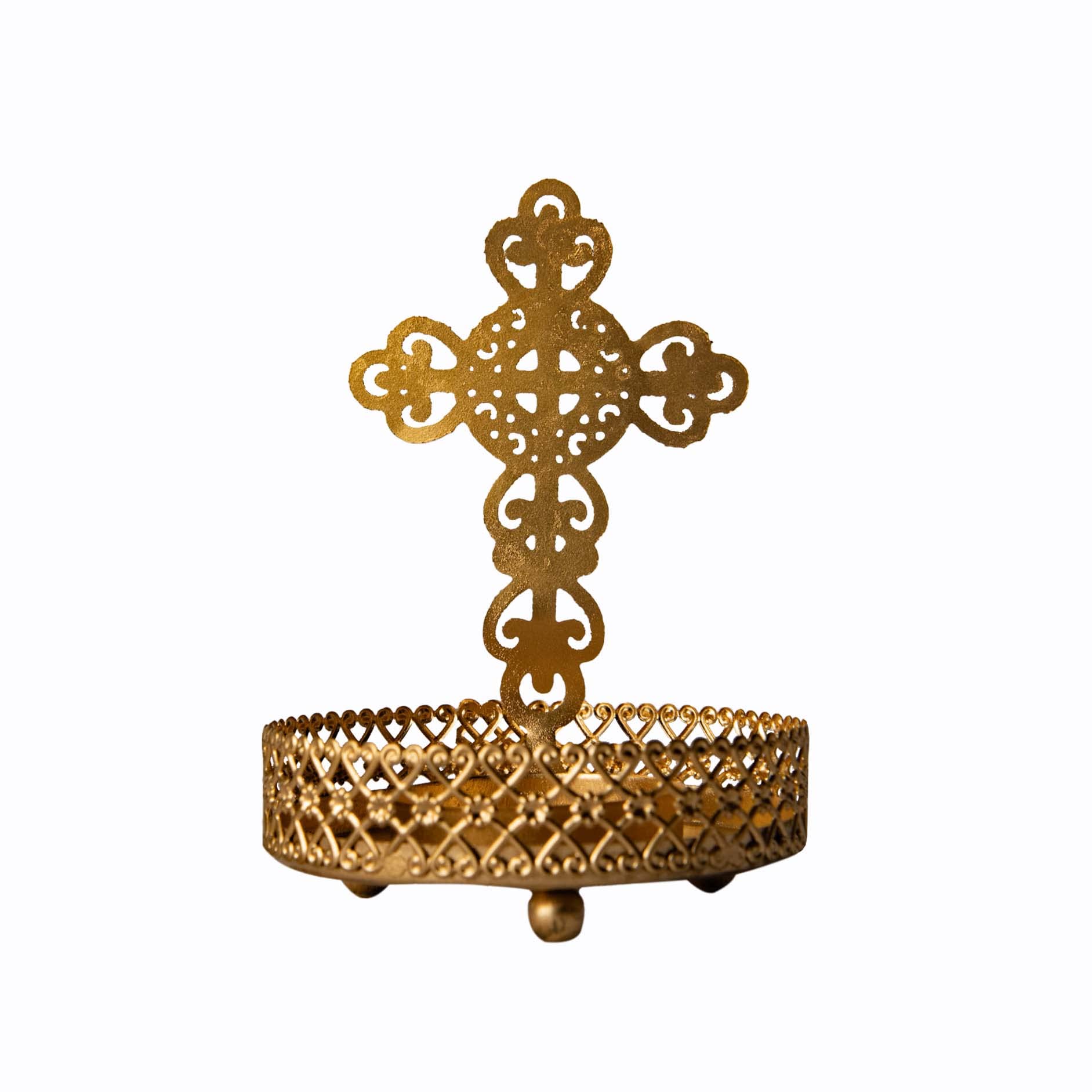 WC_Shadow Candle Cross Holder Stand Christmas Religious Gift Table Decor Metal Cross Tealight Candle Holder for Christmas Decorations Religious Candle Holders Catholic Alter for Home (Pack of 2)…
