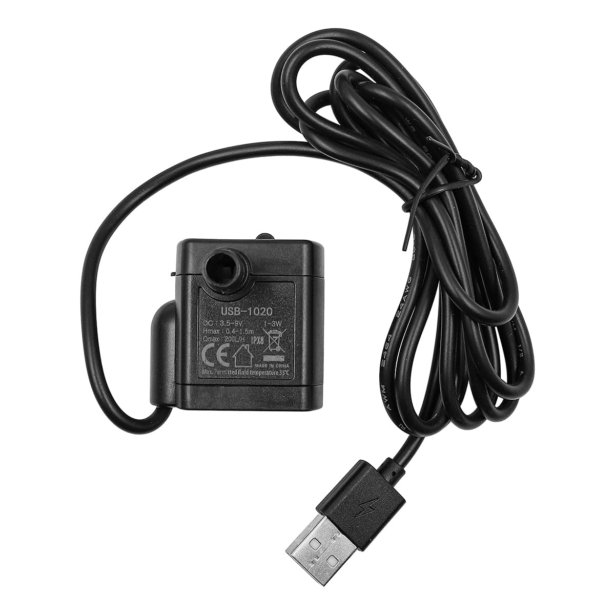 POFET USB Submersible Water Pump 3W DC3.5V-9V 200L/H Mini Water Pump for Aquarium Fish Tank Cat Fountain Water Feature Statuary Hydroponics